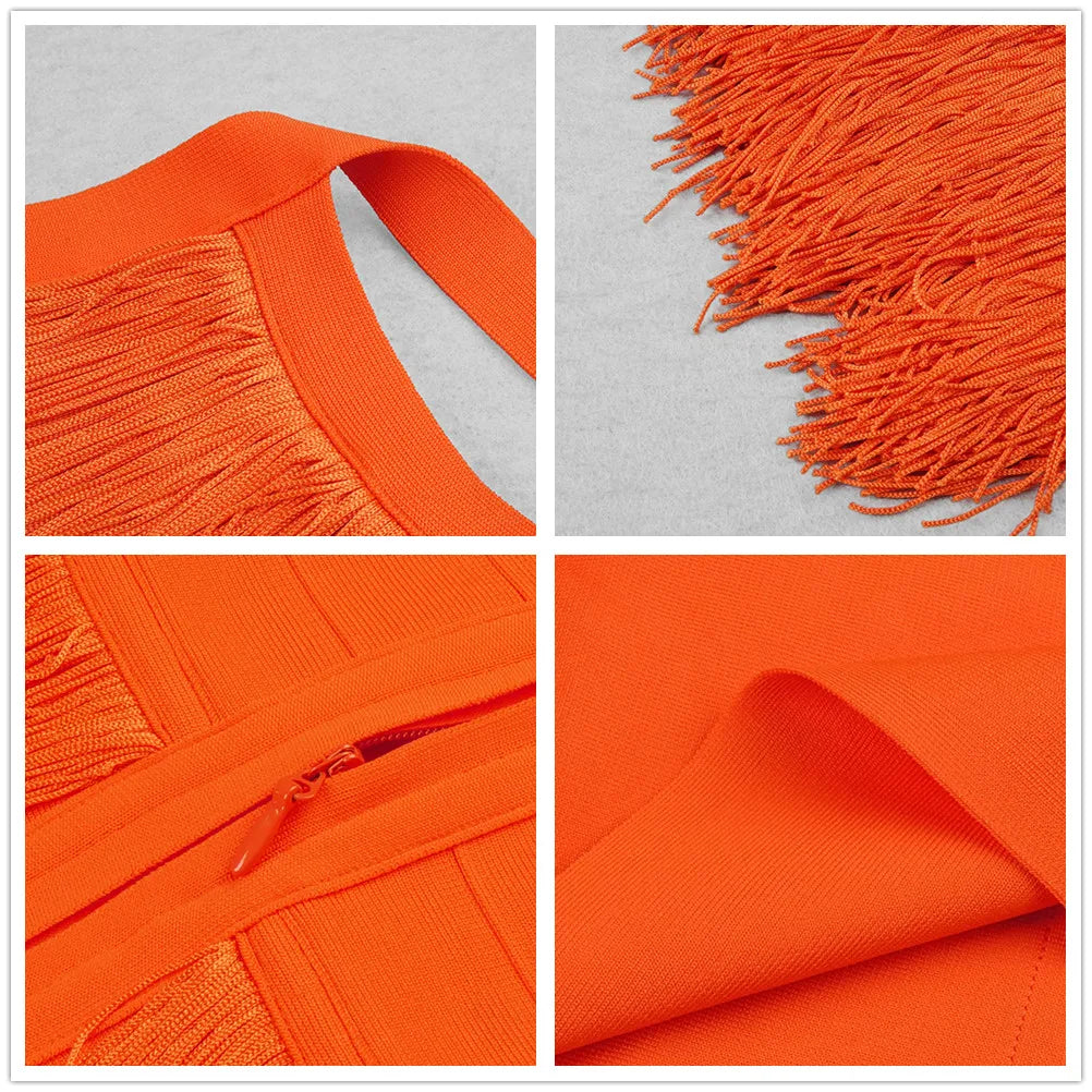 Vestido flecos naranja - ICON BOUTIQUE WOMAN