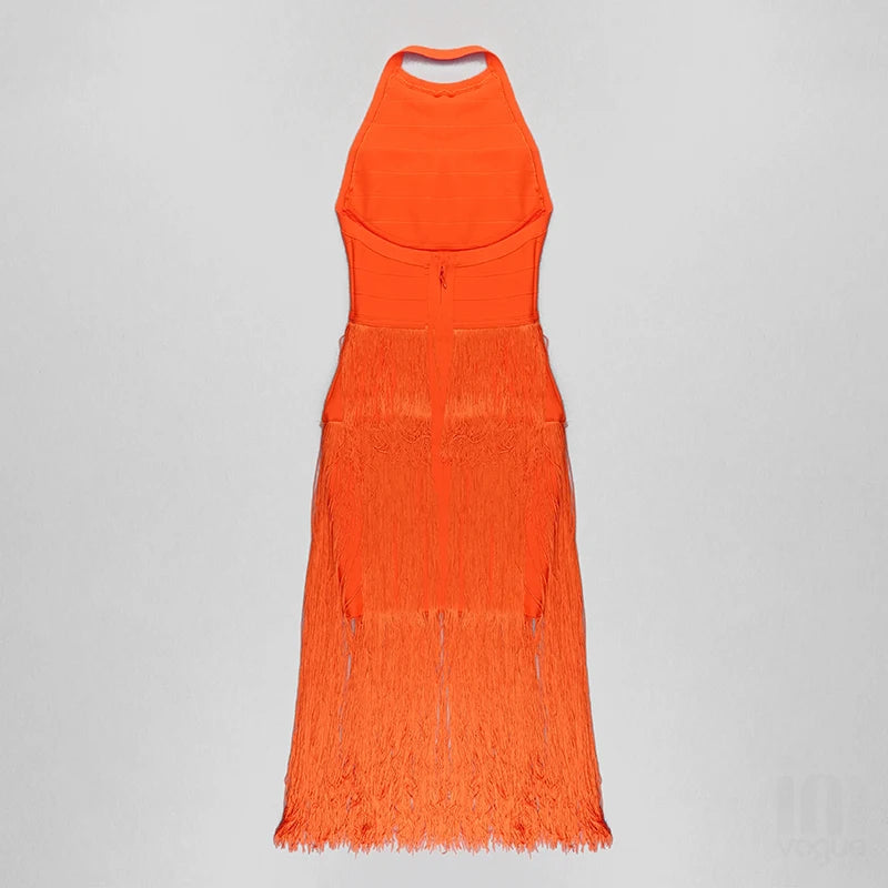 Vestido flecos naranja - ICON BOUTIQUE WOMAN