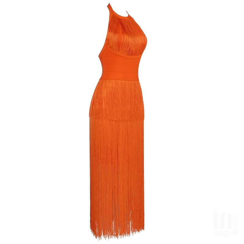 Vestido flecos naranja - ICON BOUTIQUE WOMAN