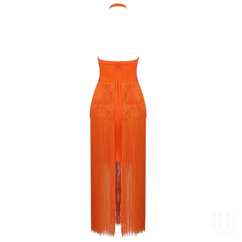 Vestido flecos naranja - ICON BOUTIQUE WOMAN