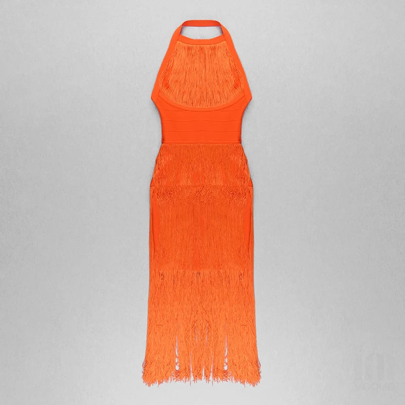 Vestido flecos naranja - ICON BOUTIQUE WOMAN