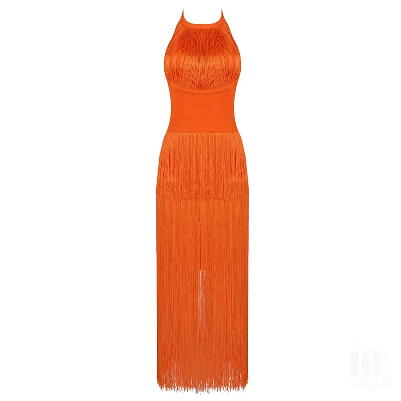 Vestido flecos naranja - ICON BOUTIQUE WOMAN