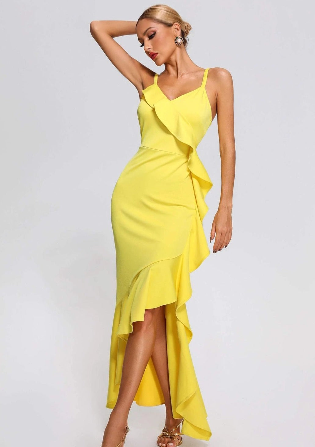 Vestido amarillo volantes - ICON BOUTIQUE WOMAN